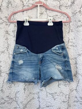 Pinkblush Blue Distressed Denim Maternity Shorts size small
